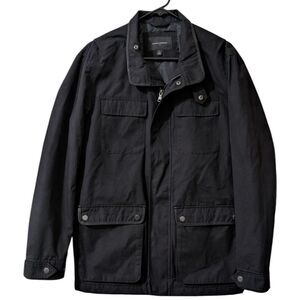 Banana Republic Black Quilted Field Jacket Men's S Faux Leather Trim